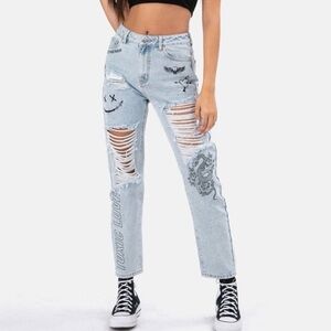 Adika Blue High Rise Distressed Jeans